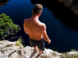 Guy About To Cliff Jump